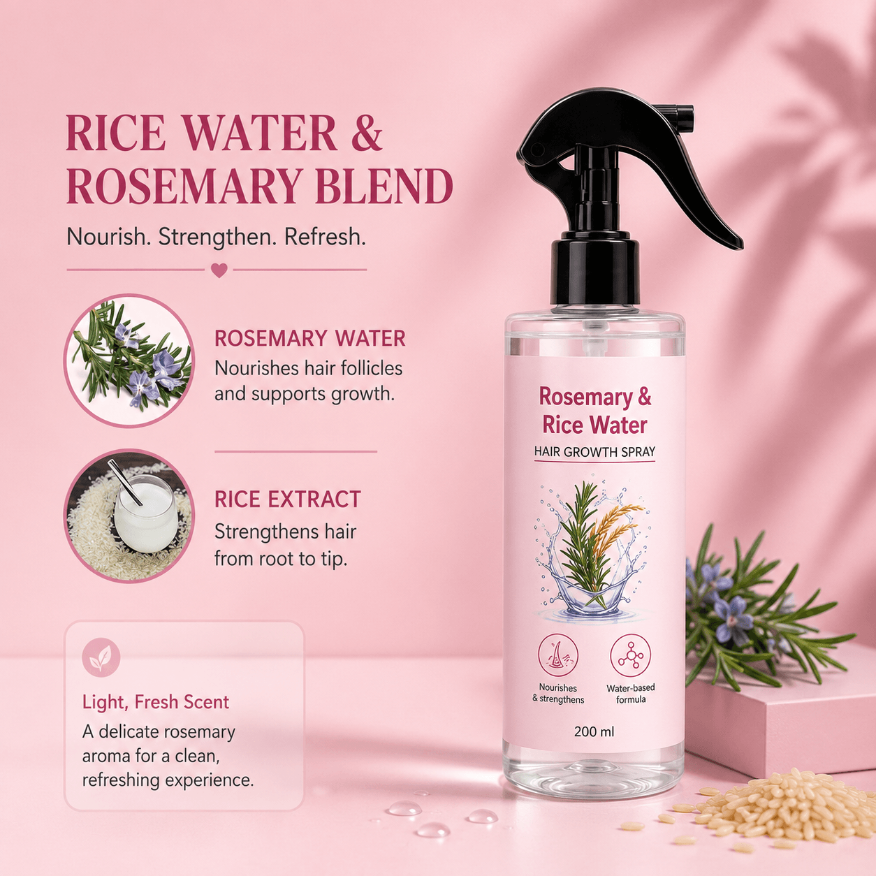 Silkara™ Rosemary & Rice Water Hair Spray - 1 bottle